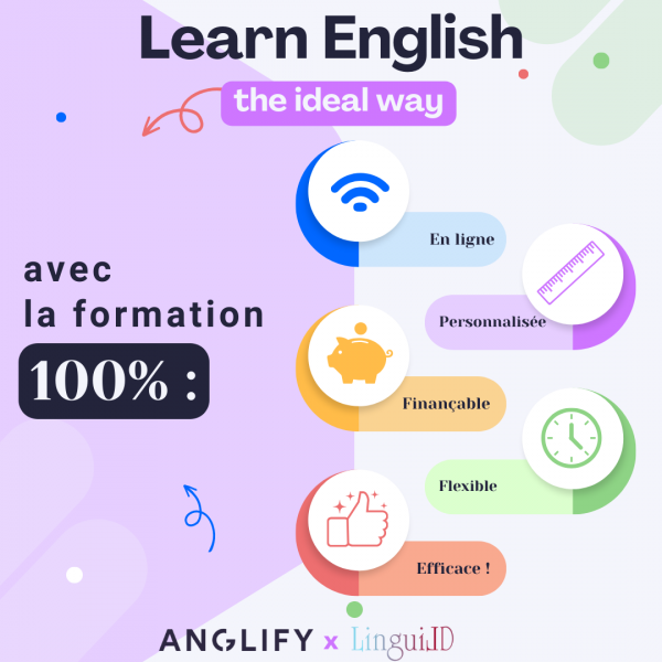 Learn English the ideal way avec la formation 100% : en ligne, personnalisée, finançable, flexible et efficace ! Anglify x LinguiLD